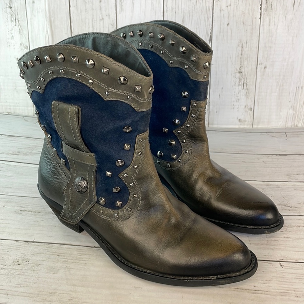 Vince Camuto Madalissa Western Style Leather Studded Bootie